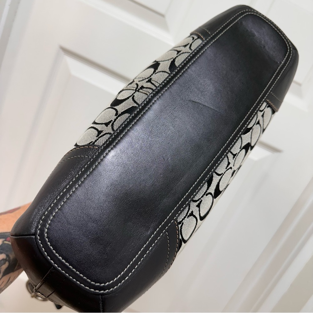 Coach Soho Signature Jacquard Black Leather Trim‎ Large Hobo Vintage Y2K - Picture 6 of 14